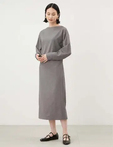 8453 미라 오웬 소매 볼륨 이후 브라우징 스트레이트 원피스