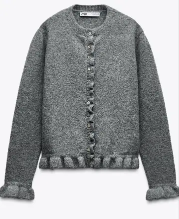 ZARA 자라 프릴 니트 가디건 그레이