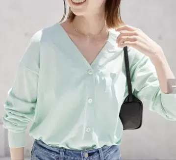 슬로브 이에나 아이스 코튼 V넥 가디건
