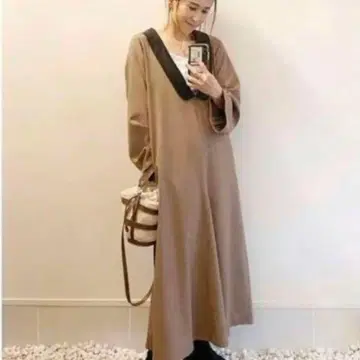 ANIECA 애니카 V넥 롱 원피스