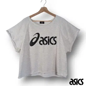 asics 멜란지 그레이/오트밀 숏 기장 돌먼 슬리브 T셔츠