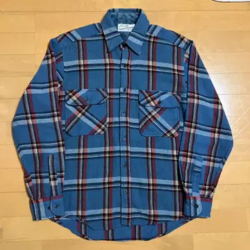 80s SEARS 플란넬 셔츠 박스 실루엣 고배색