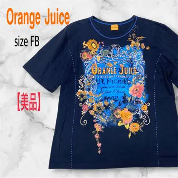 [새상품급] Orange Juice 반팔 셔츠 꽃 로고 프린트 블랙 FB
