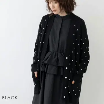 sono 소노 VERY 게재! 도트 자수 튜닉 가디건 블랙