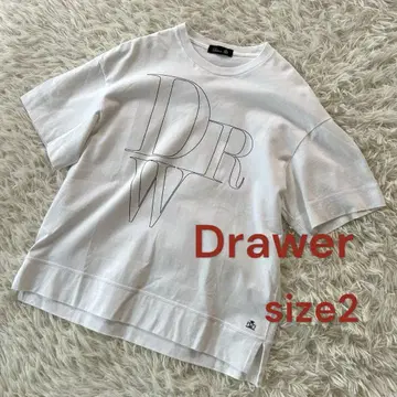 드로어 DRW 프린트 숏 슬리브 티셔츠 화이트 2