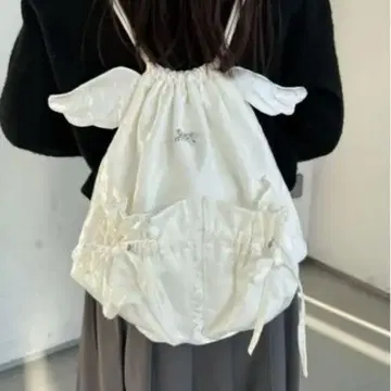 nemne store 엔젤 리본 냅색 화이트