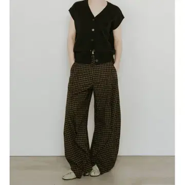 slit deformed pants(unisex)/checkblack