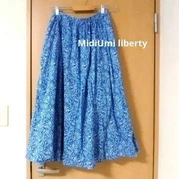 liberty 리버티 플레어 스커트 파란색 꽃무늬 페이즐리
