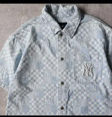 9571 MLB 뉴욕 양키스 자수 반팔 데님 셔츠