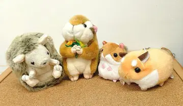 소동물 봉제 인형 4종류 세트 다람쥐 햄스터 2종, 고슴도치