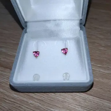 핑크 토파즈 하트 귀걸이 18k 4mm