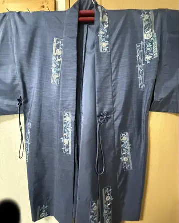 네이비 꽃무늬 자수 하오리