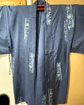 네이비 꽃무늬 자수 하오리