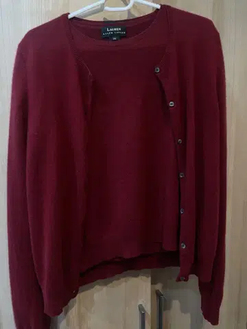 랄프 로렌 캐시미어 100 스웨터 앙상블 진홍색