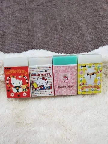 (초레어) 헤이세이 레트로 문구 산리오 헬로키티 지우개 4세트