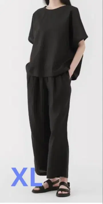 무인양품 린넨 워싱 이지 와이드 팬츠