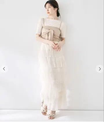 코코딜 아지메 플리츠 티어드 튤 스커트
