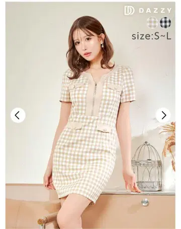 미사용 새상품 체크 무늬 타이트 드레스