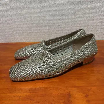 히미코 땋은 로퍼 25cm 골드 메쉬