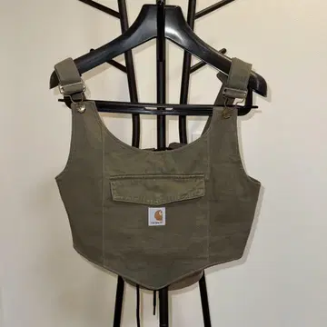 리메이크 제품 Carhartt 올리브 스트랩 레이스업 뷔스티에