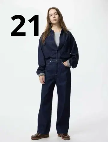 UNIQLO 와이드 스트레이트 청바지 21 NAVY