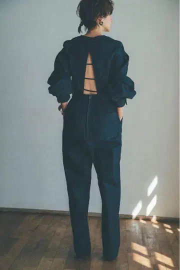 CLANE BACK OPEN 데님 점프수트 0 사이즈