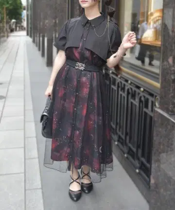 axes femme 스텔라 프린트 셔츠 원피스 블랙