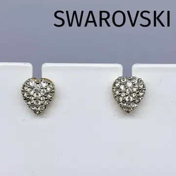 SWAROVSKI 스와로브스키 하트 큐빅 골드 귀걸이