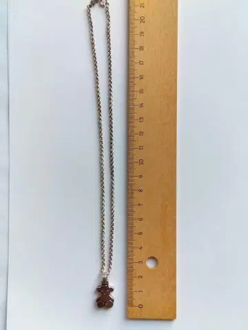 tous 실버 곰돌이 펜던트 목걸이 약 40cm