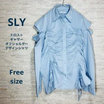 [ SLY 새상품급 ] 드로스트 개더 오픈 오프숄더 긴팔 디자인 셔츠