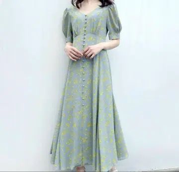 코코딜 크레이프 원단 도트 플라워 원피스