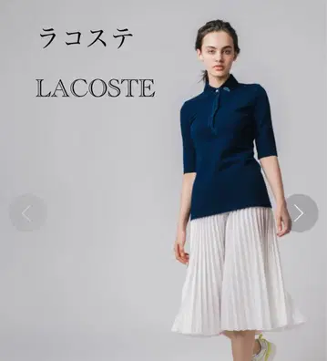 LACOSTE 라코스테 5부 소매 피케 셔츠 38 네이비 인디고 롱 기장