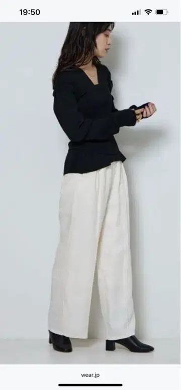새틴 자카드 이지 팬츠