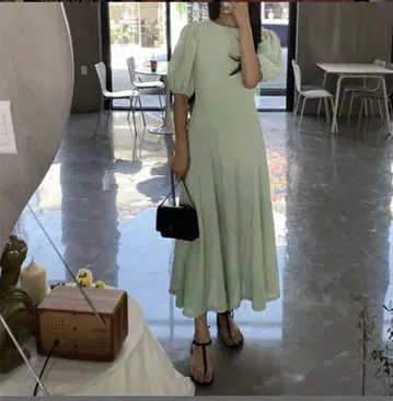 원피스 시보 가공 립플 원단 맥시 기장 A라인 한국 패션