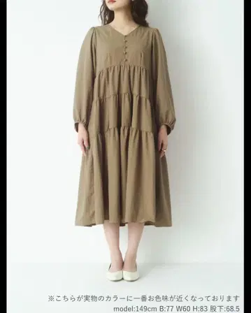 새상품급 코히나 작은 사이즈 V넥 티어드 원피스 플레어