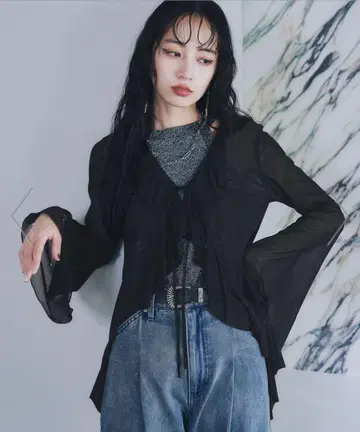 HARE 프릴 시어 가디건