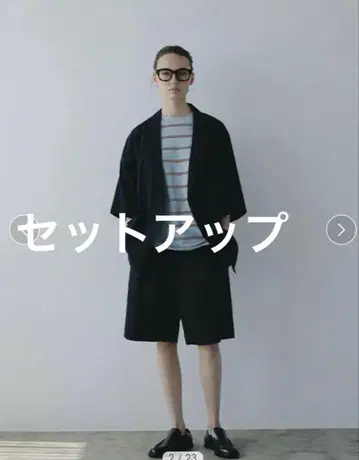 etre tokyo 코튼 린넨 하프 슬리브 자켓 팬츠 셋업