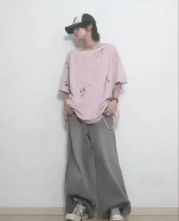 neith. Rose Studs T-shirts (Pink) 오버 사이즈