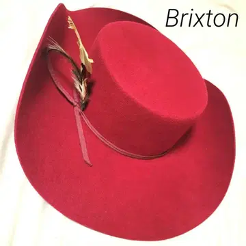 Brixton 브릭스톤 햇 깃털 빨간색 택 포함 미사용 울 매직