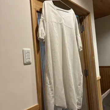 내추럴 센스 롱 원피스 린넨 코튼 면 화이트 아이보리