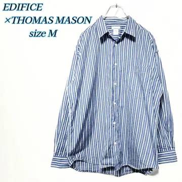 EDIFICE x THOMAS MASON 스트라이프 셔츠 블루 M