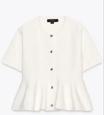 ZARA 페플럼 니트 자켓 에크루
