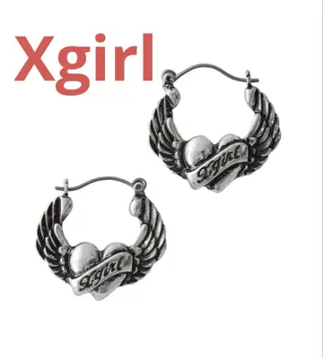 미사용 X-girl 하트&날개 귀걸이 피어스 실버 Y2K