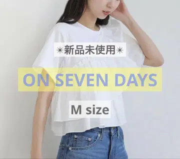 [미사용 새상품] ON SEVEN DAYS 프릴 개더 T셔츠 화이트 M