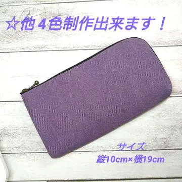 L자 지퍼 장지갑, 핸드메이드, 캔버스 빈티지 컬러 퍼플