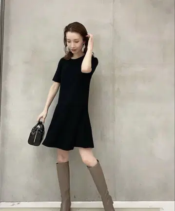 하프 슬리브 미니 니트 원피스 SNIDEL 한정판