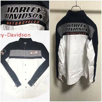 Harley-Davidson 긴팔 셔츠 자수 프린트 구제 의류