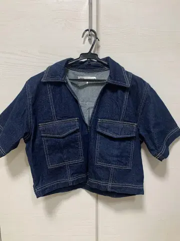 ZARA 다크 데님 반팔 셔츠 숏 기장