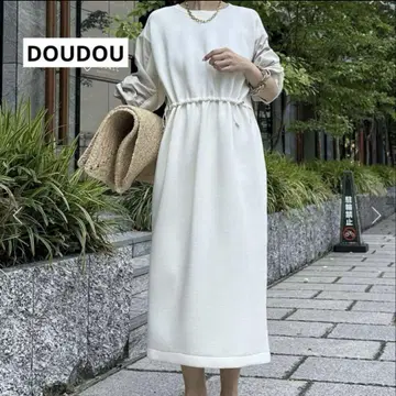 DOUDOU 새상품급 허리 드로스트 롱 원피스