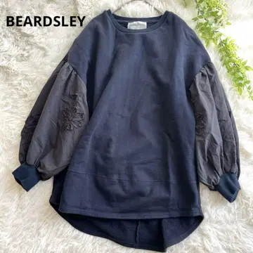 새상품급 BEARDSLEY 이소재 절개 와이드 슬리브 맨투맨 네이비